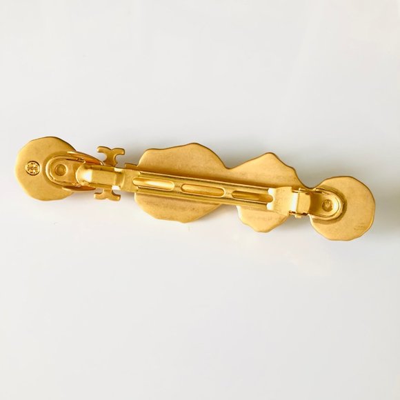 NEW Tory Burch Gold With Tags LUXURY Roxanne Hair Barrette Accessory Rtl: $98 - Picture 4 of 10